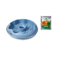 Bandeja Plato Para Cultivo De Hierba Gatera Color Celeste con Semillas