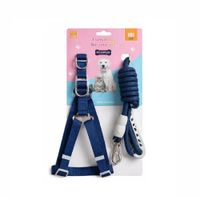 Arnés Con Correa Para Mascotas Perros Talla M Color Azul Marino