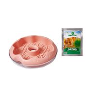 Bandeja Plato Para Cultivo De Hierba Gatera Color Rosado con Semillas