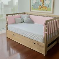 PROTECTORES LATERALES PARACHOQUES TALLA MONTESSORI 1.5 PLAZAS  DISEÑO ROSADO
