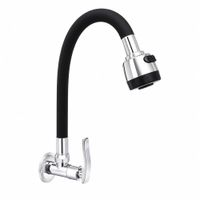 Grifo caño flexible lavadero negro mate regadera pared CyA