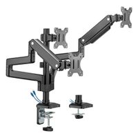 RACK SOPORTE DE ESCRITORIO PREMIUM ERGONOMICO PARA 3 MONI-TORES 17 A 32 PULGADAS CON PUERTOS USB