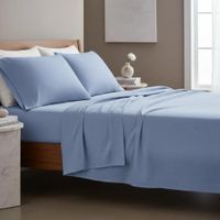 Juego de sabanas  algodón pima interiotex  180 hilos 1 Plaza color  Azul Palacio