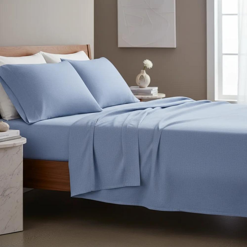 Juego de sabanas  algodón pima interiotex  180 hilos 1 Plaza color  Azul Palacio