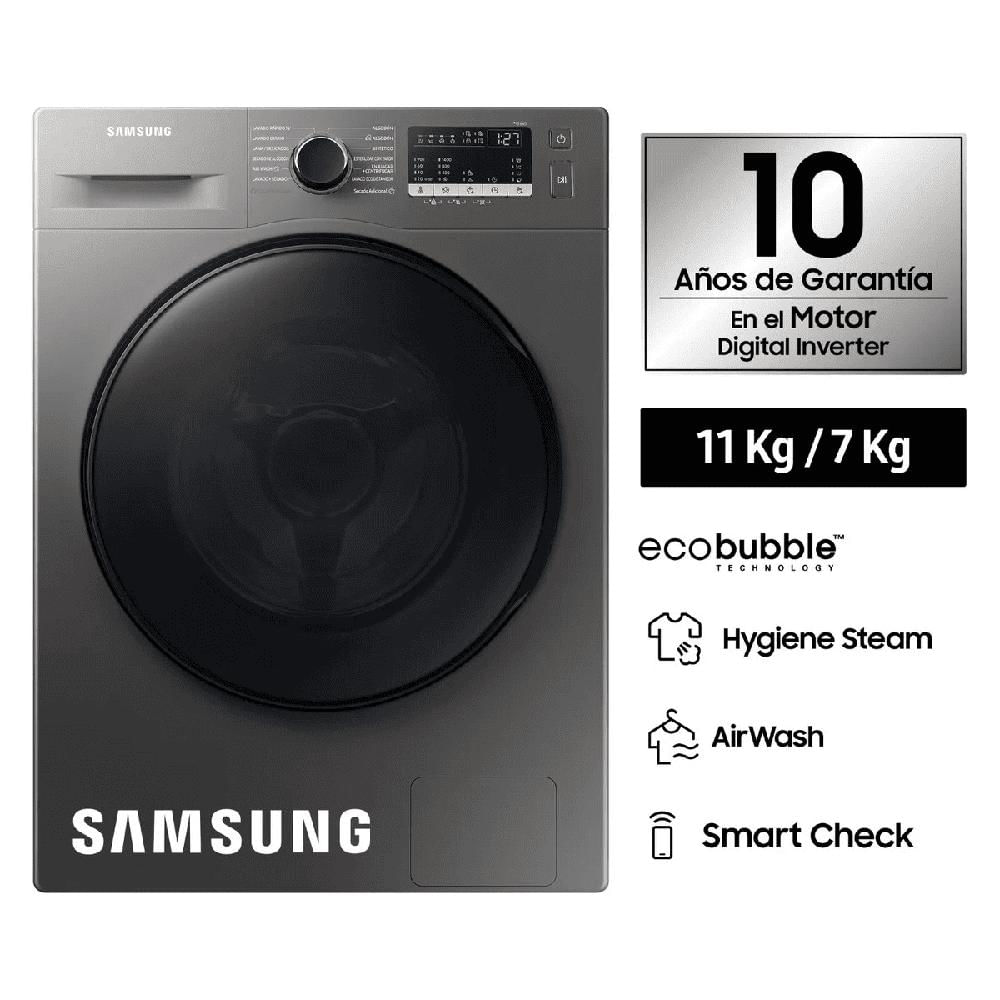 Lavaseca Samsung 11 Kg - 7 Kg Ecobubble Con Airwash Digital Inverter WD11T4046BX Gris Nuevo Modelo