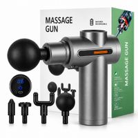 Pistola De Masaje Recargable 6 Velocidades 4 Cabezales Gris