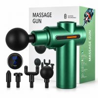 Pistola De Masaje Recargable 6 Velocidades 4 Cabezales Verde