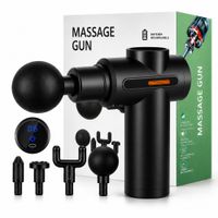 Pistola De Masaje Recargable 6 Velocidades 4 Cabezales  Negro