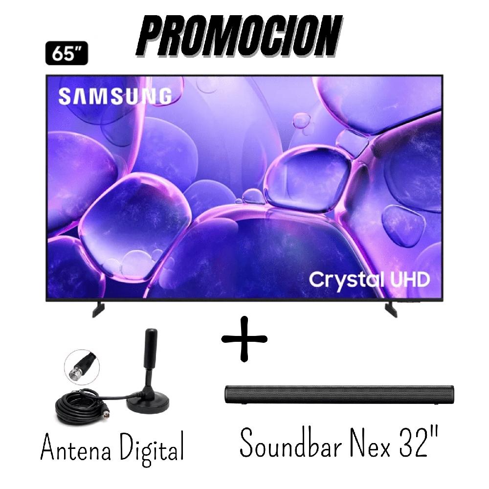 Televisor Samsung 65 Pulgadas Crystal UHD 4K UN65U8000FGXPE - Antena Digital - Soundbar Nex Combo