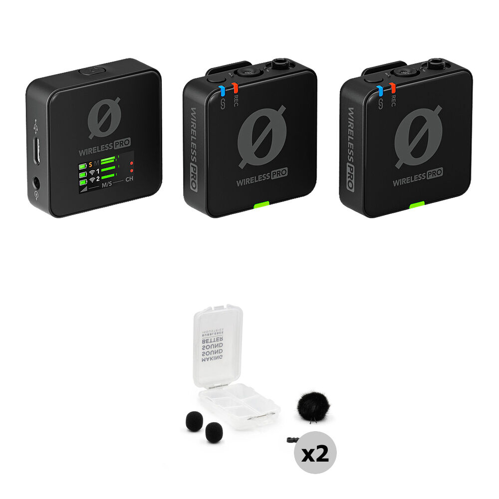RODE Wireless PRO Sistema de Micrófono Inalámbrico para 2 Personas con Kits de Exterior