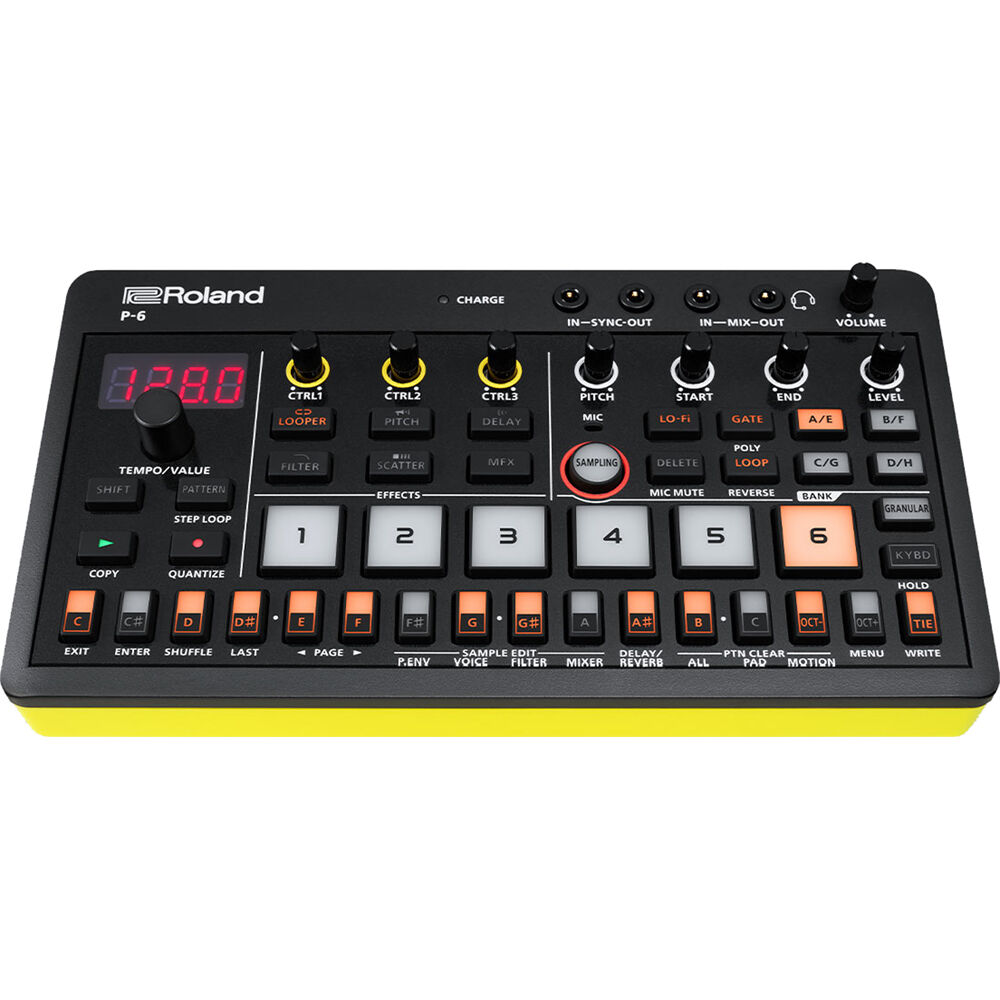 Roland AIRA Compact P-6 Sampler Creativo con Micrófono Integrado, Secuenciador de 64 Paso