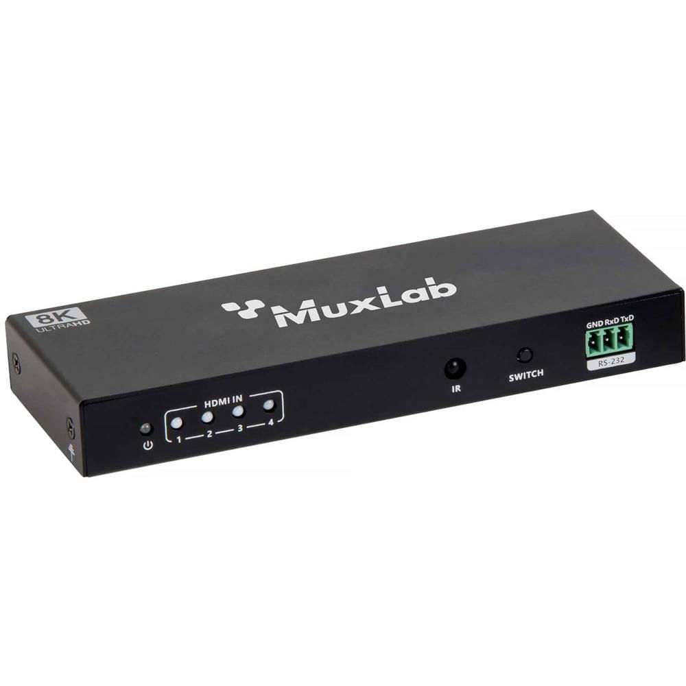 MuxLab Switcher HDMI 2.1 4 x 1 con De-Embedder de Audio - Soporta 8K60, HDR, Dolby Vision,