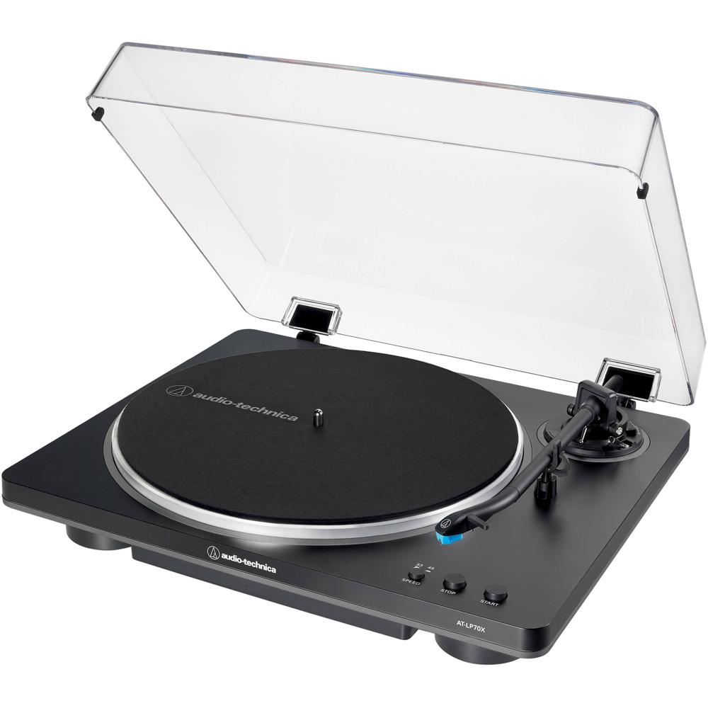 Audio-Technica Tocadiscos AT-LP70X Automático de Correa (Negro y Gris) - Cartucho AT-VM95