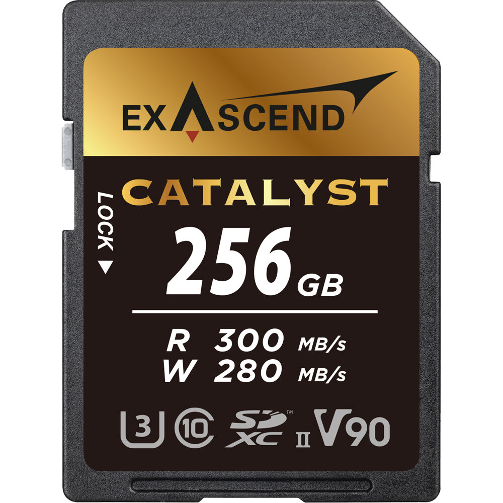 Exascend Catalyst 256GB UHS-II SDXC Memory Card - 300 MB/s Read, 280 MB/s Write, V90, Resi