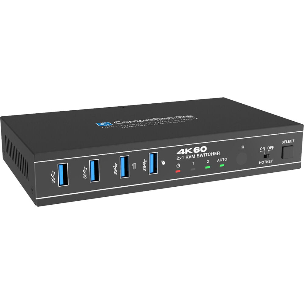 Comprehensive Switcher KVM 2x1 4K60 HDMI/USB-C - Soporte HDR, Control por IR y RS-232
