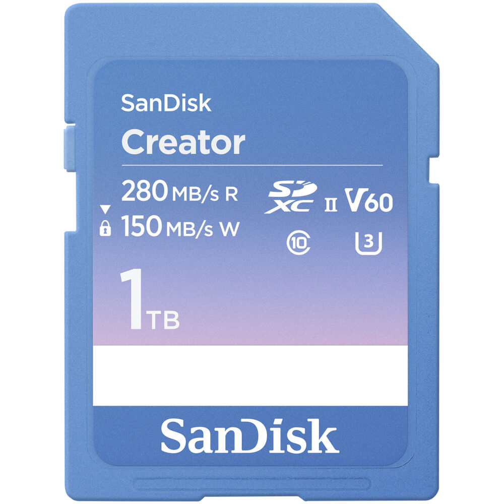 SanDisk 1TB Creator Series UHS-II SDXC Memory Card - 280 MB/s Lectura, 150 MB/s Escritura,