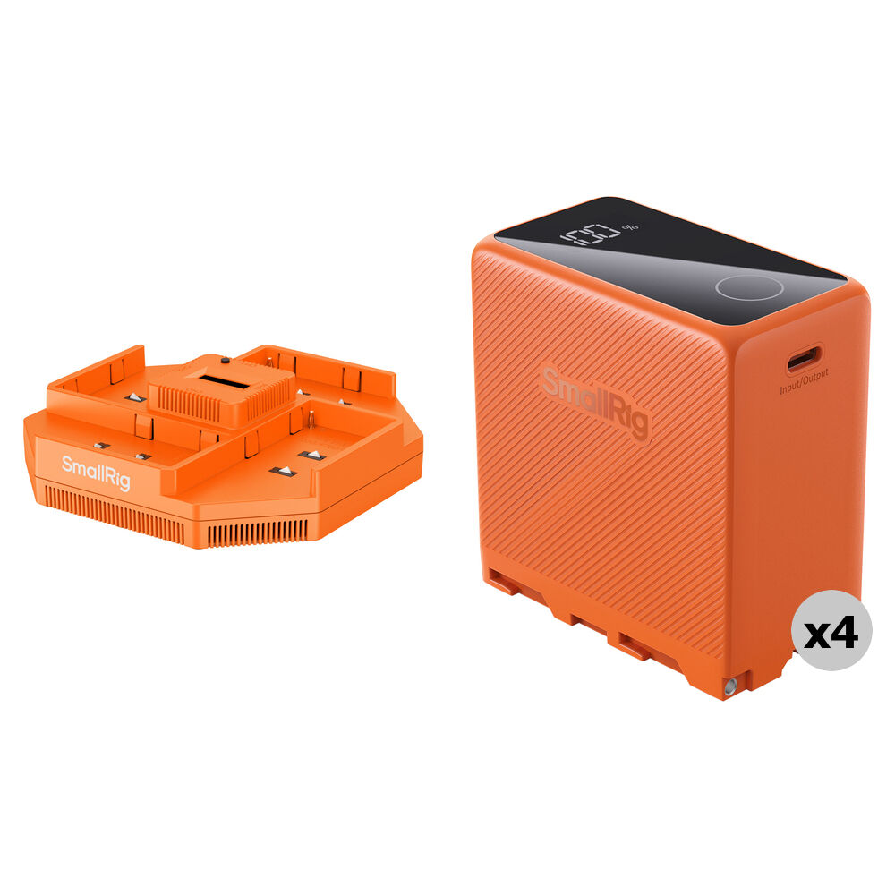 SmallRig Kit de Baterías NP-F970 Recargables USB-C con Cargador Cuádruple 10,500mAh
