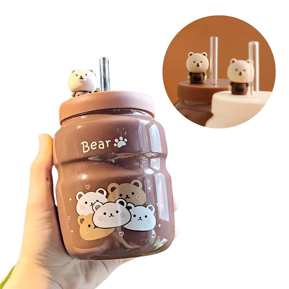 Vaso Tomatodo De Cerámica Con Diseños Bear Kawaii De 500 ml Marrón M4   253MDL401