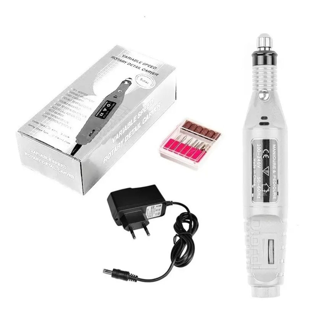 SET PULIDOR ELÉCTRICO PARA UÑAS BLANCO