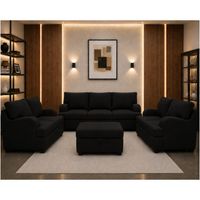 Juego de Sala Rumi Negro 321 Banqueta Baúl 2