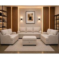 Juego de Sala Rumi Beige 321 Banqueta Baúl 2