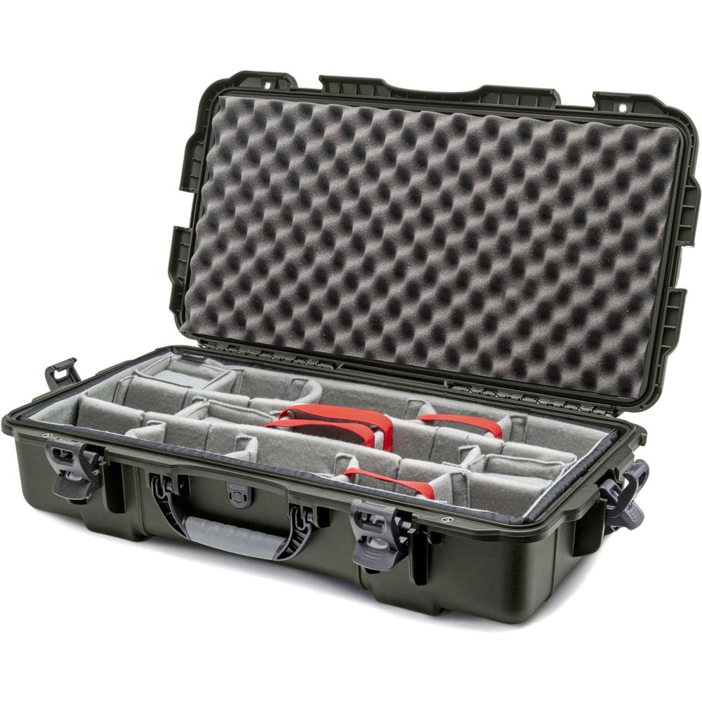 Nanuk 980 Hard Case Olive 36L con Inserto de Divisores Acolchados, Resistente al Agua IP67