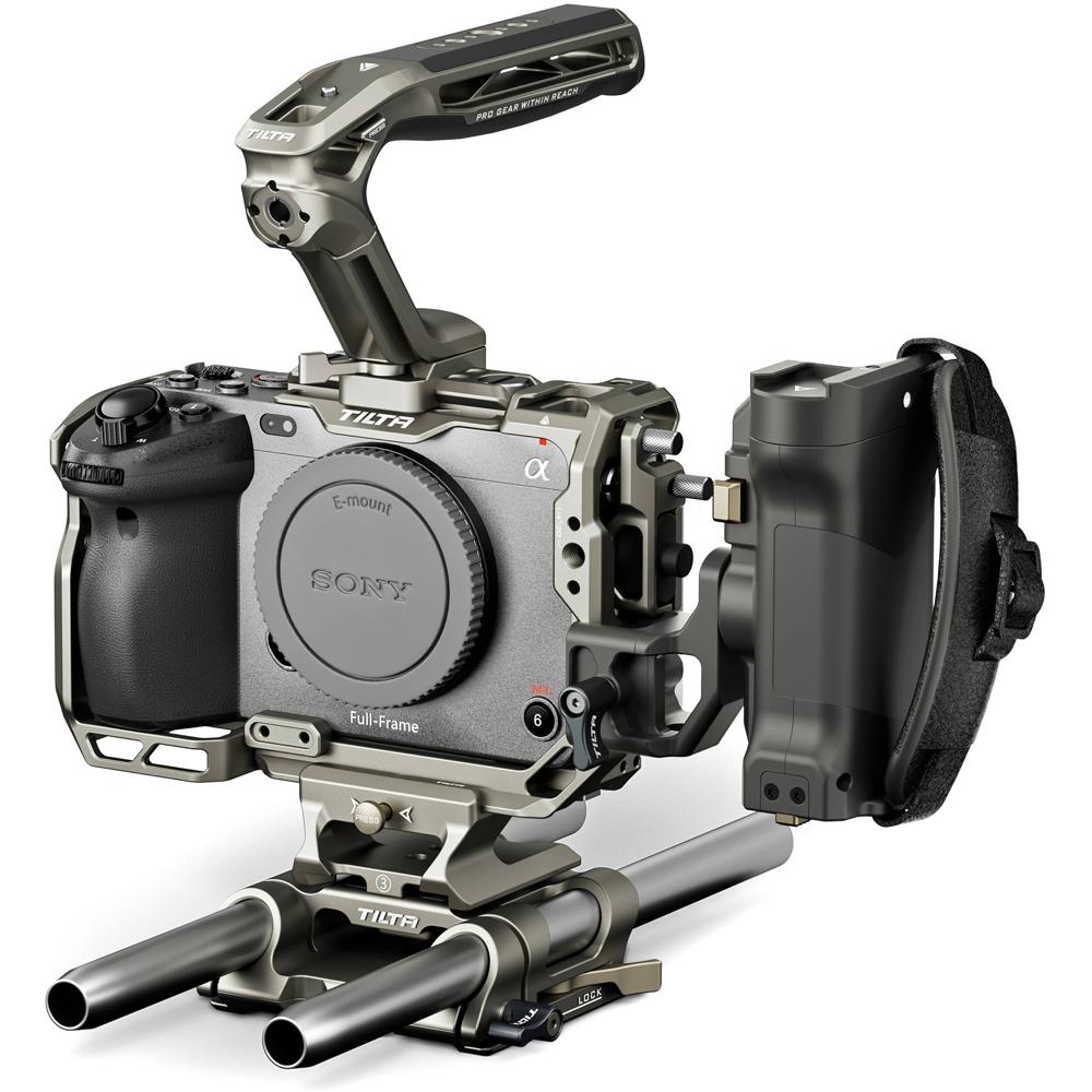 Tilta Cage Pro Kit v2 para Sony FX3 & FX30 - Titanio Gris, incluye manija NATO, base 15mm
