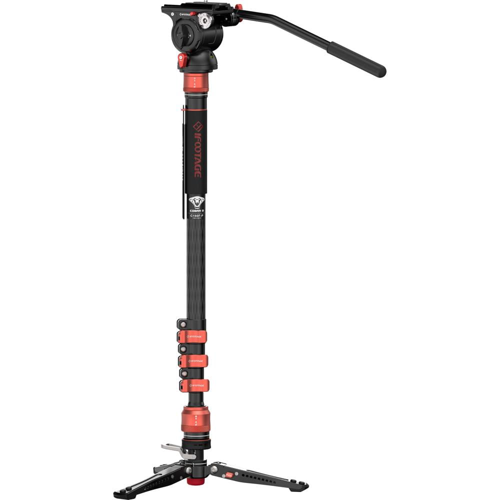 iFootage Monopod Cobra 3 de Carbono con Base de Mini Trípode de Liberación por Pedal y C
