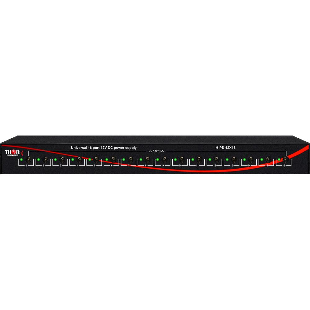 Thor Fuente de Poder Rackmount 12 VDC/1.5A 16 Puertos con Indicador LED