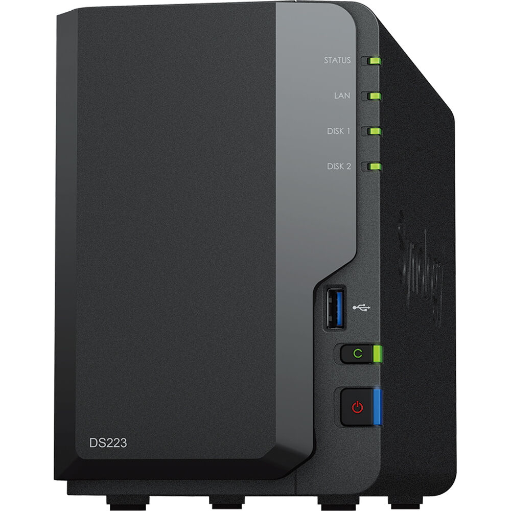 Synology DiskStation DS223 NAS 2-Bay con CPU Realtek RTD1619B, 2GB RAM, RAID 0/1, 3x USB-A