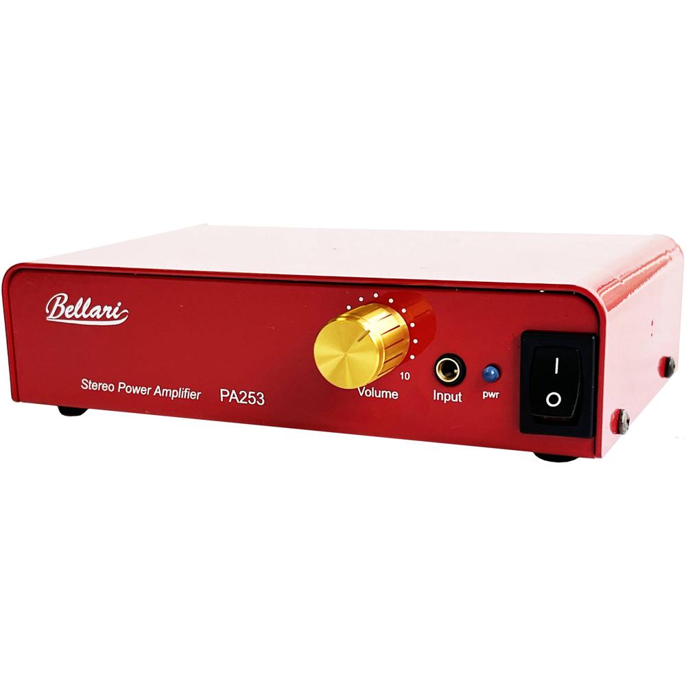 Bellari PA253 Amplificador de Potencia Estéreo 42W RMS, Conectores RCA y TRS, Hecho en EE