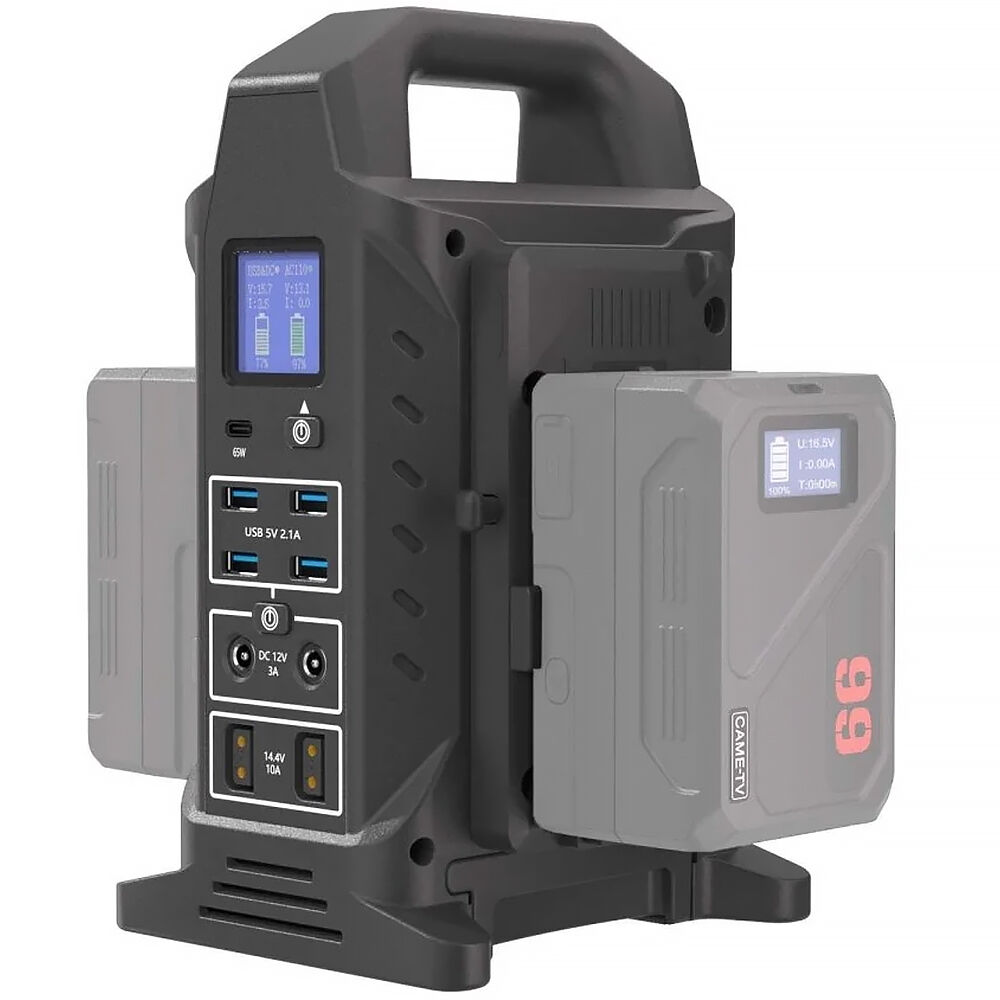 CAME-TV Cargador Doble V-Mount 3 en 1, EstaciÃ³n de EnergÃ­a y Regleta 110V, Carga SimultÃ