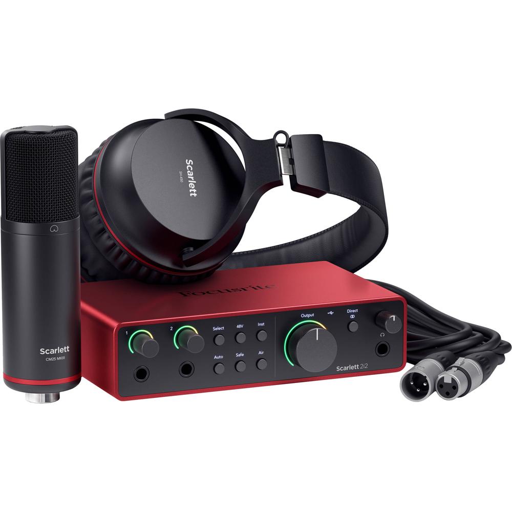 Focusrite Scarlett 2i2 Studio 4th Gen - Interfaz de Audio USB-C con Micrófono CM25 MkIII