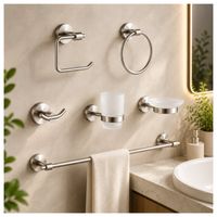 Set de Accesorios para Baño 6 Piezas en Acero Inoxidable Satinado ADB72200
