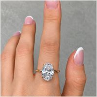 ANILLO COMPROMISO OVALADO BAÑADO ORO AMARILLO 18K ZIRCONIA CRISTAL SOLITARIO TIPO DIAMANTE GENIEKA