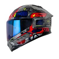 Casco Integral SHAFT SH-595 Omega Gris Rojo Talla L Certificado ECE 22.06 para Moto Seguridad Pro