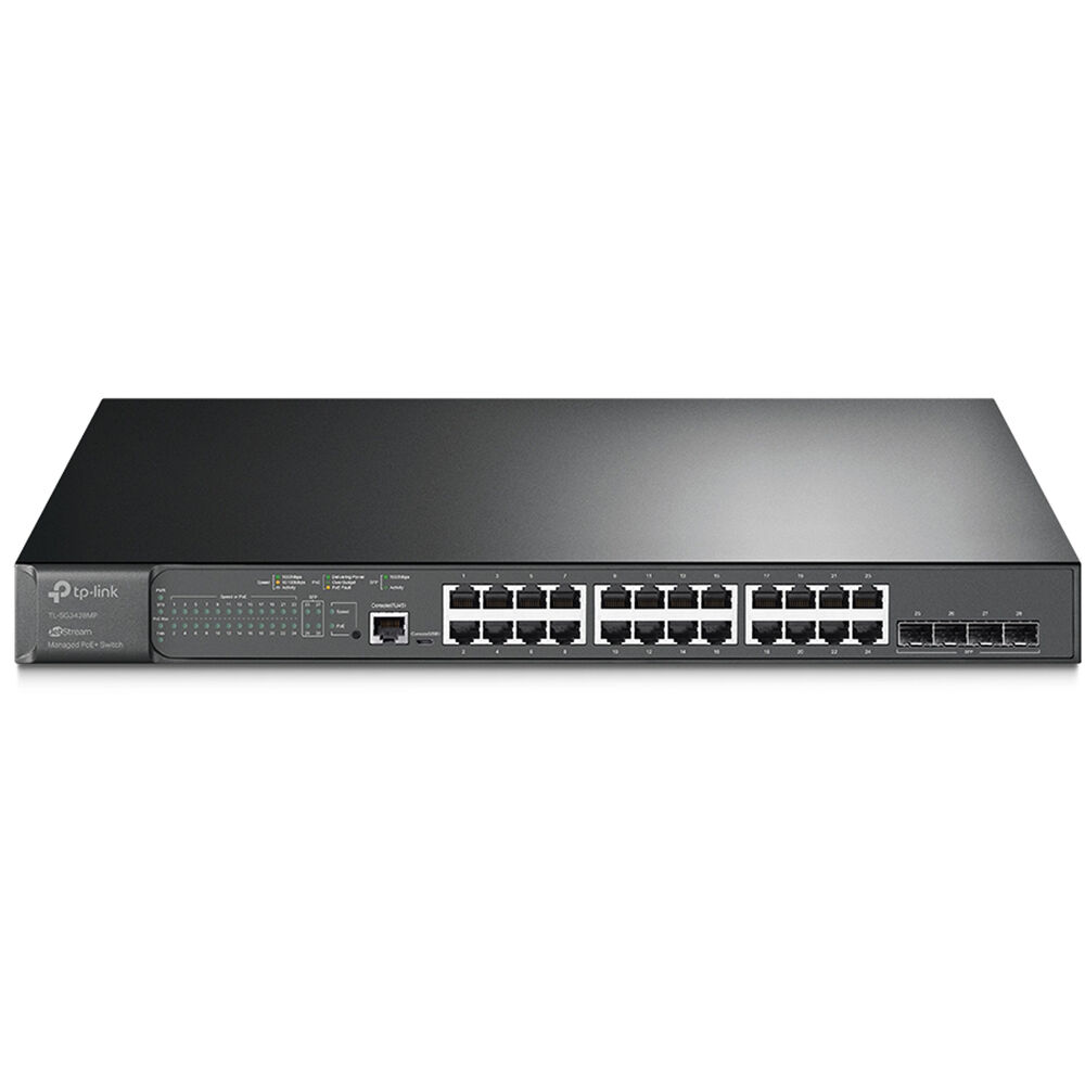 TP-Link Switch Gestionado TL-SG3428MP 24 Puertos PoE+ Gigabit con 4 SFP, 384W de Potencia,