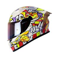 Casco Integral SHAFT SH-526SP Weird Blanco Talla L Certificado ECE 22.06 para Moto Seguridad Premium