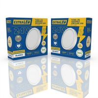 Pack x2 Panel Led Adosable Circular 24w Luz Cálida 3000K De Policarbonato Extraled