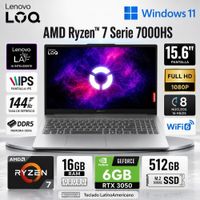 Laptop Lenovo AMD Ryzen 7 7735HS 16GB RAM 512GB SSD RTX 3050-6GB 15.6 FHD -   83S00049LM