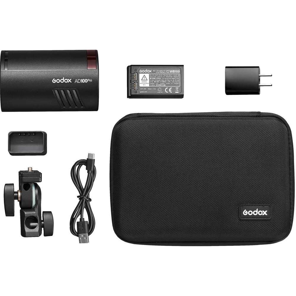 Godox AD100pro Flash Portátil 100Ws 2-Pack - Batería de Litio, Sincronización de Alta V