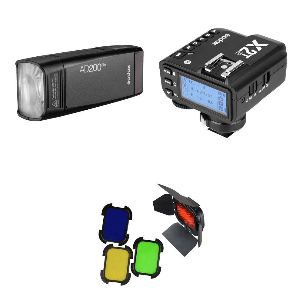 Godox Kit AD200Pro con Trigger X2 y Barndoors para FUJIFILM