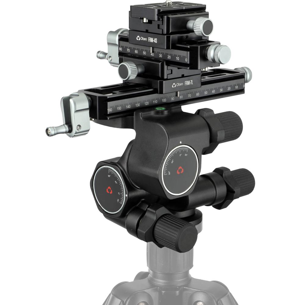 Oben GH3W-15 Cabezal Geared 3-Way con Kit de Riel de Focalización Macro de 7"" y 4""