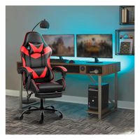 Silla Gamer Con Posapiés y Cojines Rojo