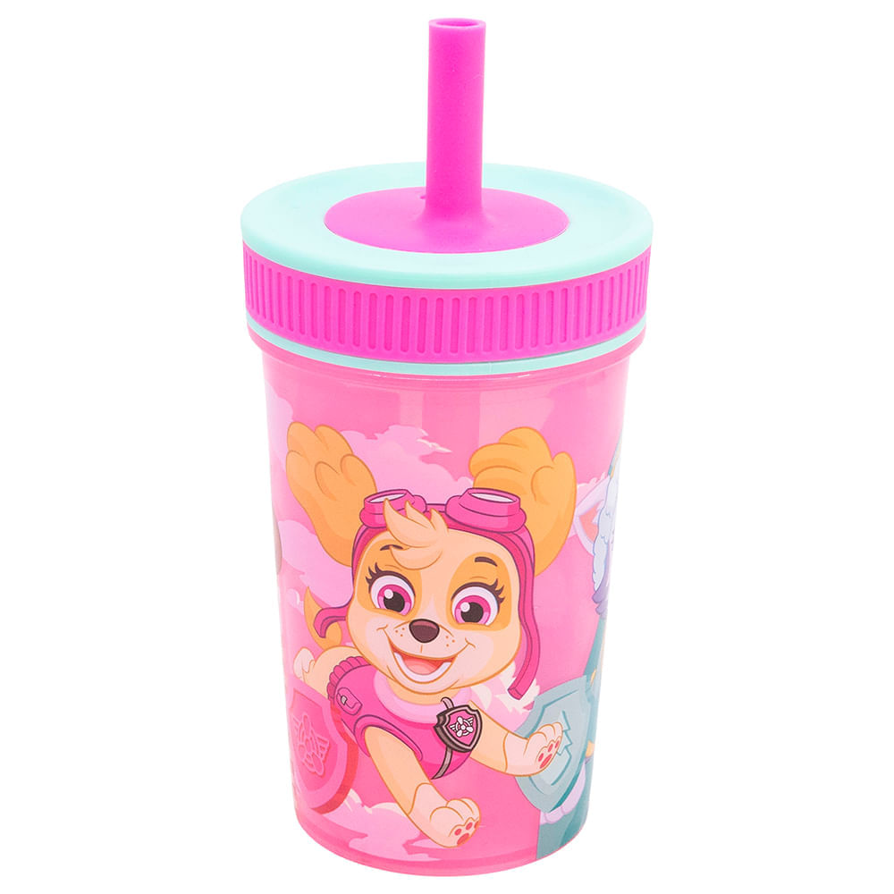 Vaso con Paja de Silicona PAW PATROL 370ml Girl