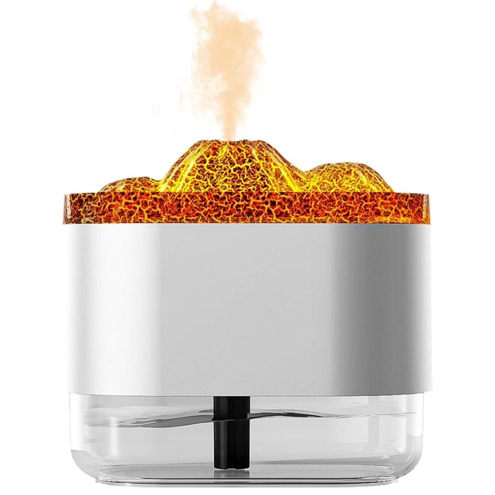 Humidificador con Luces LED Diseño Decorativo Modelo Volcano Blanco  57VB09