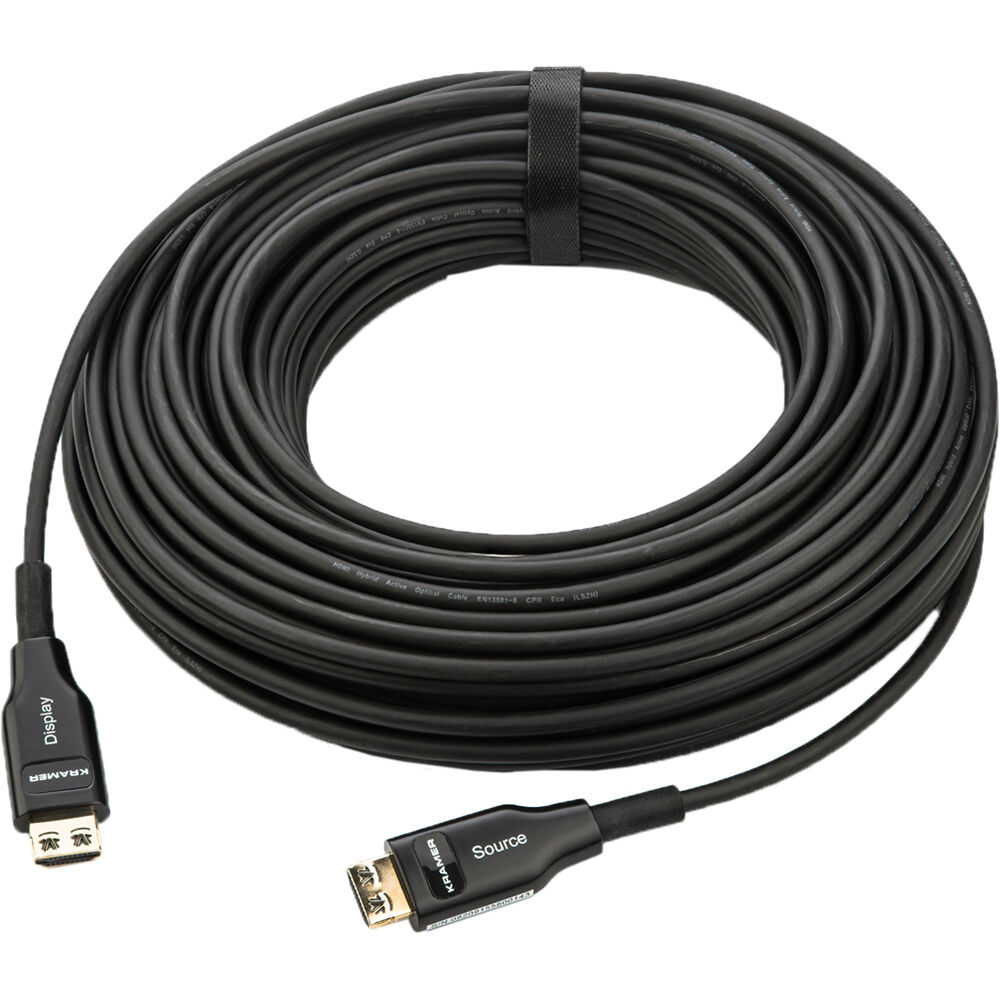 Kramer Cable HDMI Activo Híbrido Óptico 50m - Soporta 4K UHD @ 60 Hz, HDR, Diseño Direc