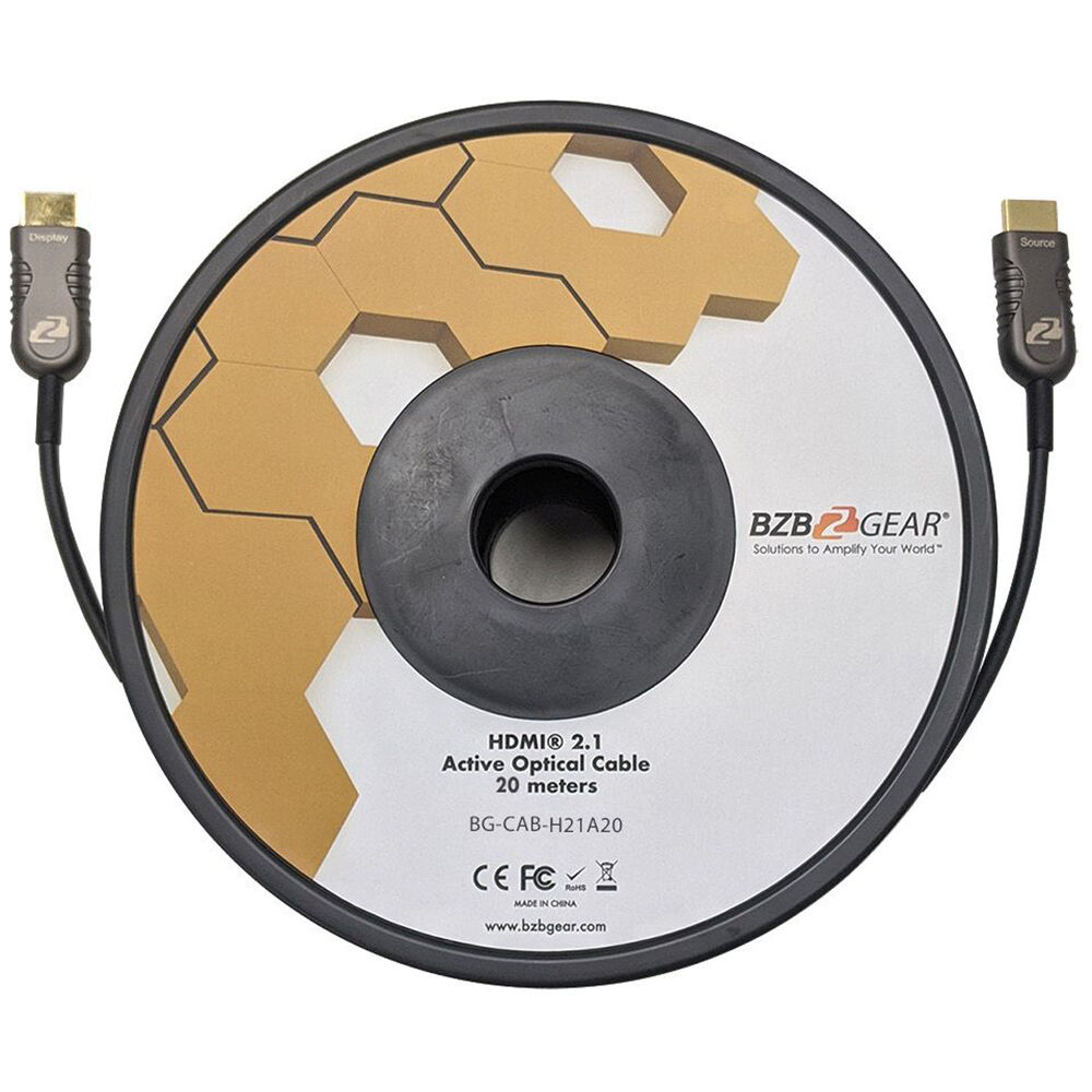 BZBGEAR Cable HDMI Activo Óptico Ultra Alta Velocidad 66' - Soporta 8K UHD, HDR, HDMI 2.1