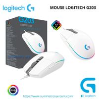 MOUSE LOGITECH G203 LIGHTSYNC OPTICAL 8000 DPI RGB WHITE