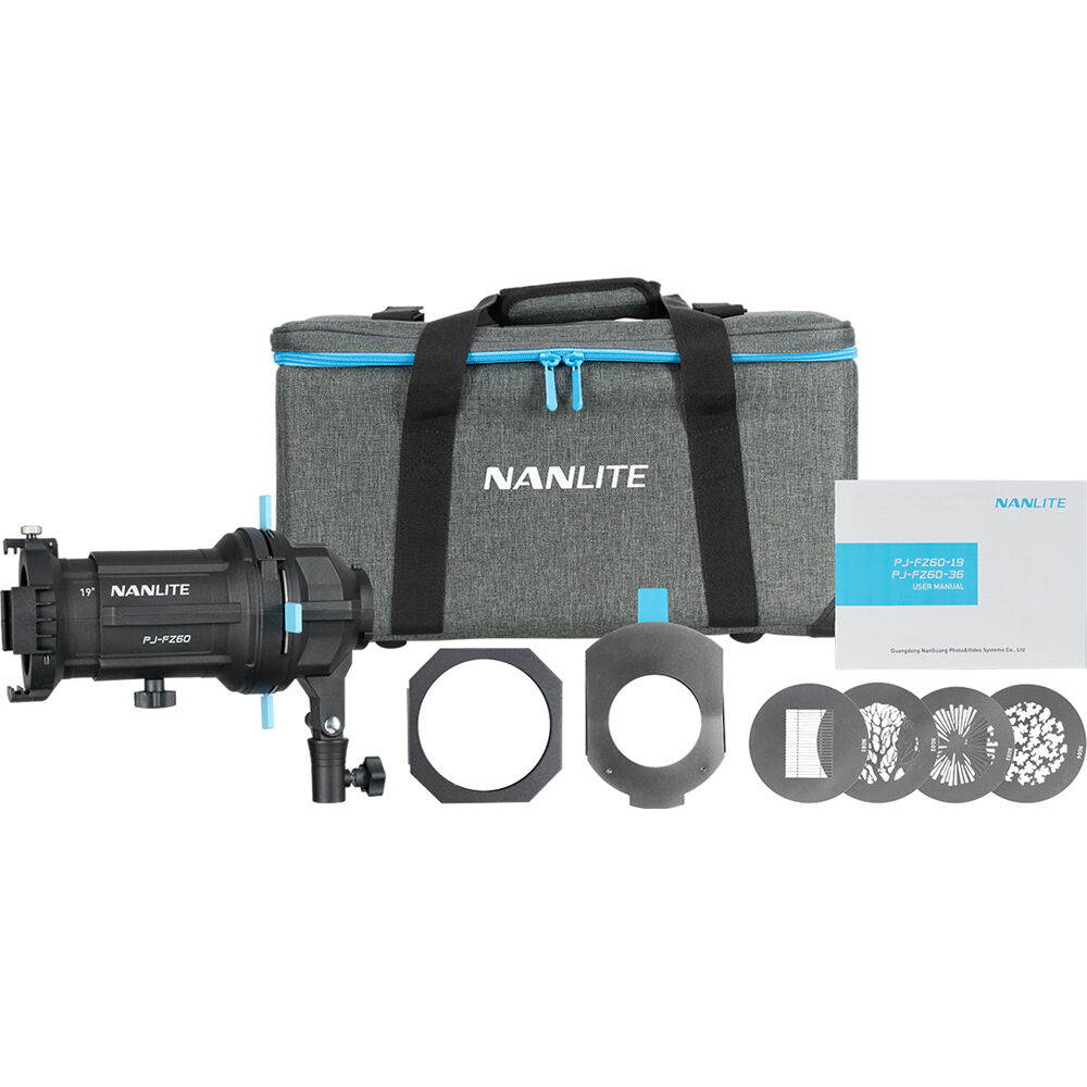 Nanlite Proyector para Forza 60 y 60B - Montura de 36° con Gobos y Funda Protectora